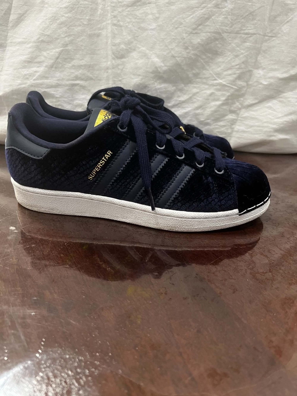 Adidas Superstar Navy Velvet Sneakers - Picture 2 of 8